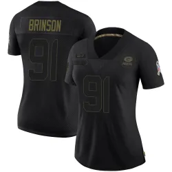Green Bay Packers Women's Limited Black 2020 Salute To Service Jersey (91 Warren Brinson)