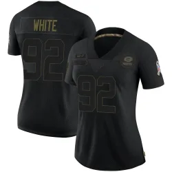Green Bay Packers Women's Limited Black 2020 Salute To Service Jersey (92 Reggie White)