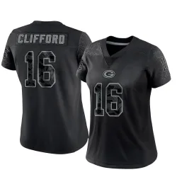 Green Bay Packers Women's Limited Black Reflective Jersey (16 Sean Clifford)