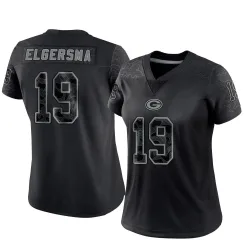 Green Bay Packers Women's Limited Black Reflective Jersey (19 Taylor Elgersma)