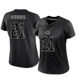 Green Bay Packers Women's Limited Black Reflective Jersey (21 Nate Hobbs)