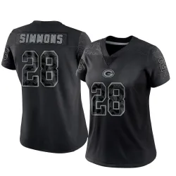 Green Bay Packers Women's Limited Black Reflective Jersey (28 Isaiah Simmons)