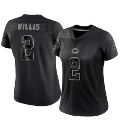 Green Bay Packers Women's Limited Black Reflective Jersey (2 Malik Willis)