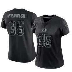 Green Bay Packers Women's Limited Black Reflective Jersey (35 Deshaun Fenwick)