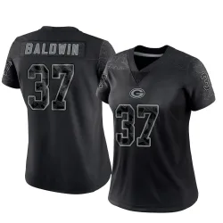 Green Bay Packers Women's Limited Black Reflective Jersey (37 Johnathan Baldwin)