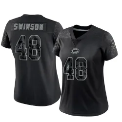 Green Bay Packers Women's Limited Black Reflective Jersey (48 Messiah Swinson)