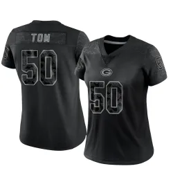 Green Bay Packers Women's Limited Black Reflective Jersey (50 Zach Tom)
