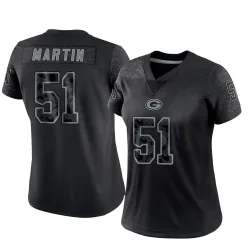 Green Bay Packers Women's Limited Black Reflective Jersey (51 Jeremiah Martin)
