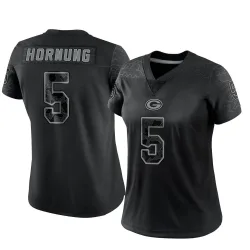 Green Bay Packers Women's Limited Black Reflective Jersey (5 Paul Hornung)