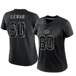 Green Bay Packers Women's Limited Black Reflective Jersey (60 Jason Lewan)