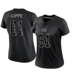 Green Bay Packers Women's Limited Black Reflective Jersey (61 J.J. Lippe)