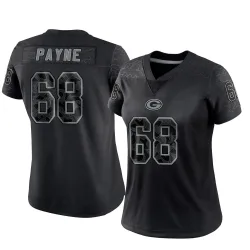 Green Bay Packers Women's Limited Black Reflective Jersey (68 Leonard Payne)