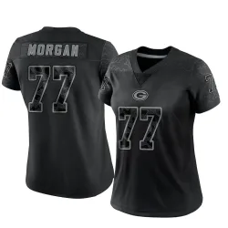 Green Bay Packers Women's Limited Black Reflective Jersey (77 Jordan Morgan)