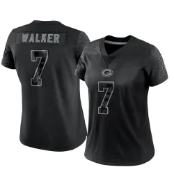 Green Bay Packers Women's Limited Black Reflective Jersey (7 Quay Walker)