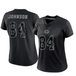 Green Bay Packers Women's Limited Black Reflective Jersey (84 Cornelius Johnson)