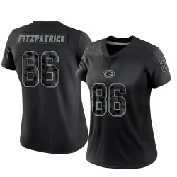 Green Bay Packers Women's Limited Black Reflective Jersey (86 John FitzPatrick)