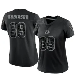 Green Bay Packers Women's Limited Black Reflective Jersey (89 Dave Robinson)