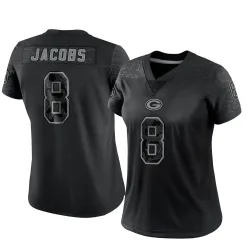 Green Bay Packers Women's Limited Black Reflective Jersey (8 Josh Jacobs)