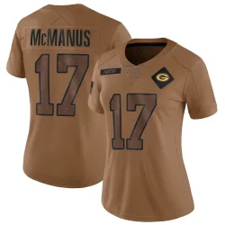 Green Bay Packers Women's Limited Brown 2023 Salute To Service Jersey (17 Brandon McManus)