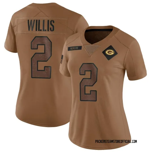 Green Bay Packers Women's Limited Brown 2023 Salute To Service Jersey (2 Malik Willis)