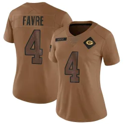 Green Bay Packers Women's Limited Brown 2023 Salute To Service Jersey (4 Brett Favre)
