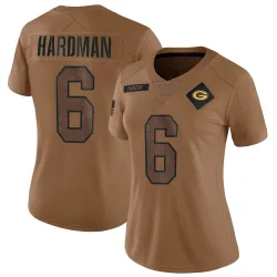 Green Bay Packers Women's Limited Brown 2023 Salute To Service Jersey (6 Mecole Hardman)