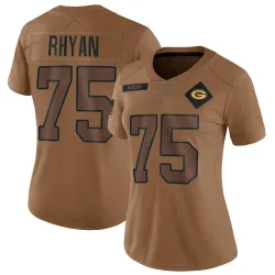 Green Bay Packers Women's Limited Brown 2023 Salute To Service Jersey (75 Sean Rhyan)