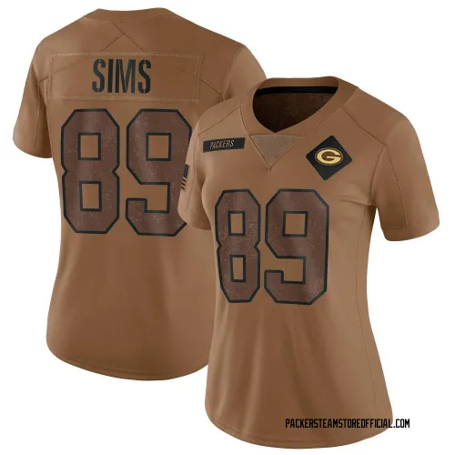 Green Bay Packers Women's Limited Brown 2023 Salute To Service Jersey (89 Ben Sims)