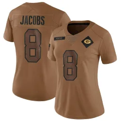 Green Bay Packers Women's Limited Brown 2023 Salute To Service Jersey (8 Josh Jacobs)