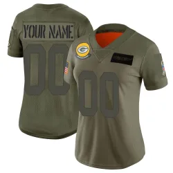 Green Bay Packers Women's Limited Camo 2019 Salute to Service Jersey (00 Custom)
