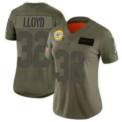 Green Bay Packers Women's Limited Camo 2019 Salute to Service Jersey (32 MarShawn Lloyd)