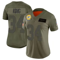 Green Bay Packers Women's Limited Camo 2019 Salute to Service Jersey (34 Kalen King)