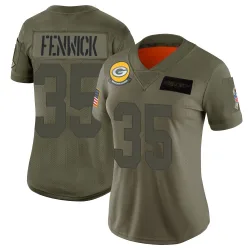 Green Bay Packers Women's Limited Camo 2019 Salute to Service Jersey (35 Deshaun Fenwick)