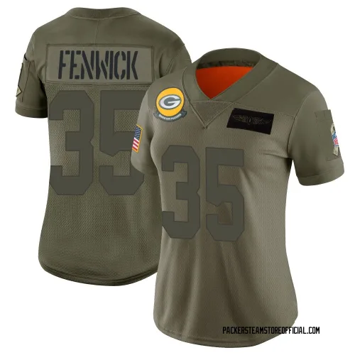 Green Bay Packers Women's Limited Camo 2019 Salute to Service Jersey (35 Deshaun Fenwick)
