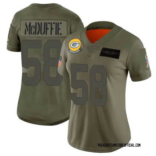 Green Bay Packers Women's Limited Camo 2019 Salute to Service Jersey (58 Isaiah McDuffie)