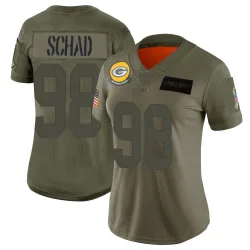 Green Bay Packers Women's Limited Camo 2019 Salute to Service Jersey (98 Keonte Schad)