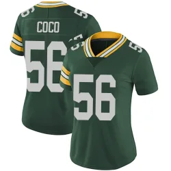 Green Bay Packers Women's Limited Green Team Color Vapor Untouchable Jersey (56 Jack Coco)