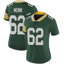 Green Bay Packers Women's Limited Green Team Color Vapor Untouchable Jersey (62 Jacob Monk)