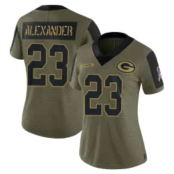 Green Bay Packers Women's Limited Olive 2021 Salute To Service Jersey (23 Jaire Alexander)