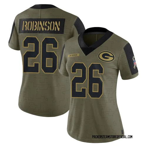 Green Bay Packers Women's Limited Olive 2021 Salute To Service Jersey (26 Micah Robinson)