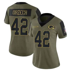 Green Bay Packers Women's Limited Olive 2021 Salute To Service Jersey (42 Matt Orzech)