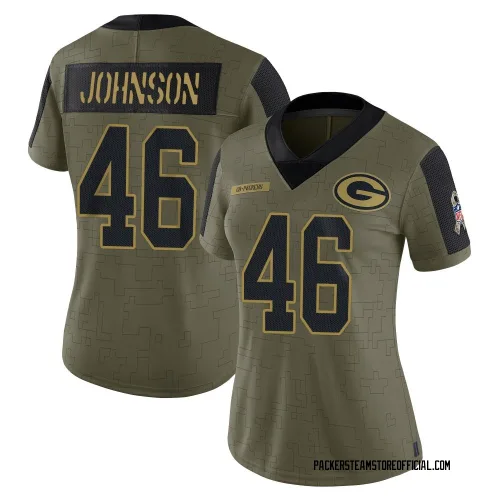 Green Bay Packers Women's Limited Olive 2021 Salute To Service Jersey (46 Amar Johnson)