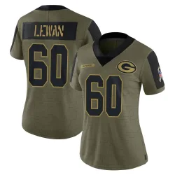Green Bay Packers Women's Limited Olive 2021 Salute To Service Jersey (60 Jason Lewan)