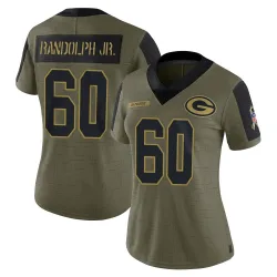 Green Bay Packers Women's Limited Olive 2021 Salute To Service Jersey (60 Keith Randolph Jr.)