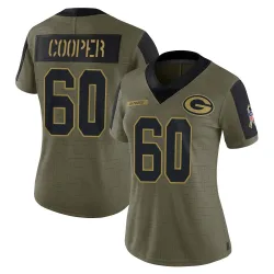 Green Bay Packers Women's Limited Olive 2021 Salute To Service Jersey (60 Tyler Cooper)