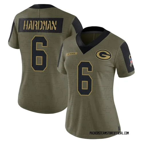 Green Bay Packers Women's Limited Olive 2021 Salute To Service Jersey (6 Mecole Hardman)