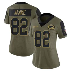 Green Bay Packers Women's Limited Olive 2021 Salute To Service Jersey (82 Jadon Janke)