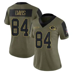 Green Bay Packers Women's Limited Olive 2021 Salute To Service Jersey (84 Tyler Davis)