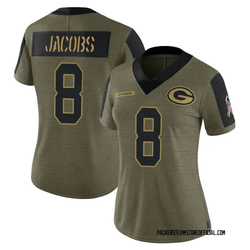 Green Bay Packers Women's Limited Olive 2021 Salute To Service Jersey (8 Josh Jacobs)