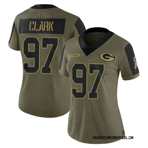 Green Bay Packers Women's Limited Olive 2021 Salute To Service Jersey (97 Kenny Clark)